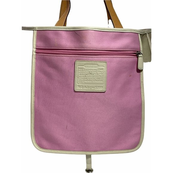 Coach Womens Tote Bag White Pink Color Block Beach Zip Pockets Dual Handle Bag - Picture 8 of 12